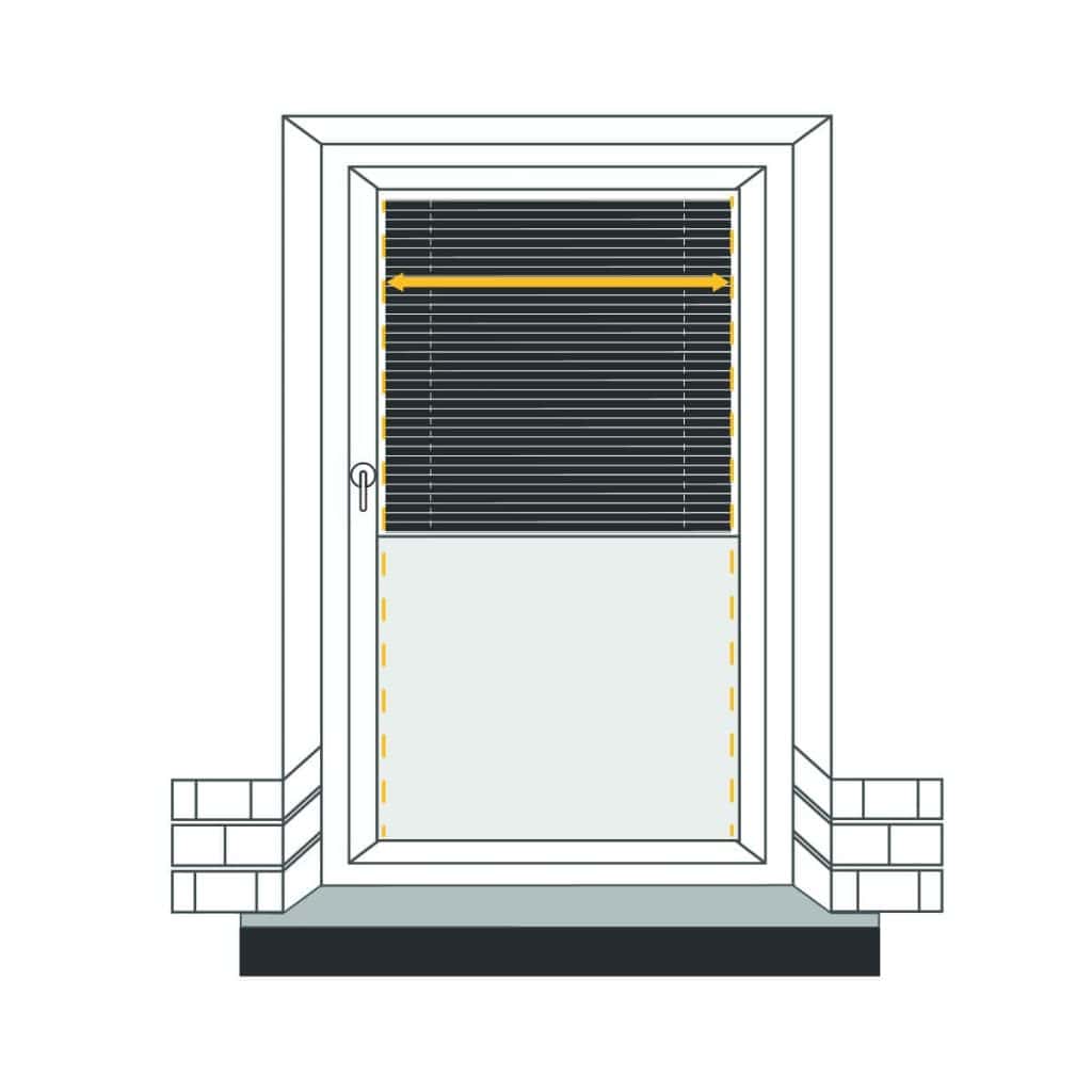 Black window blinds.