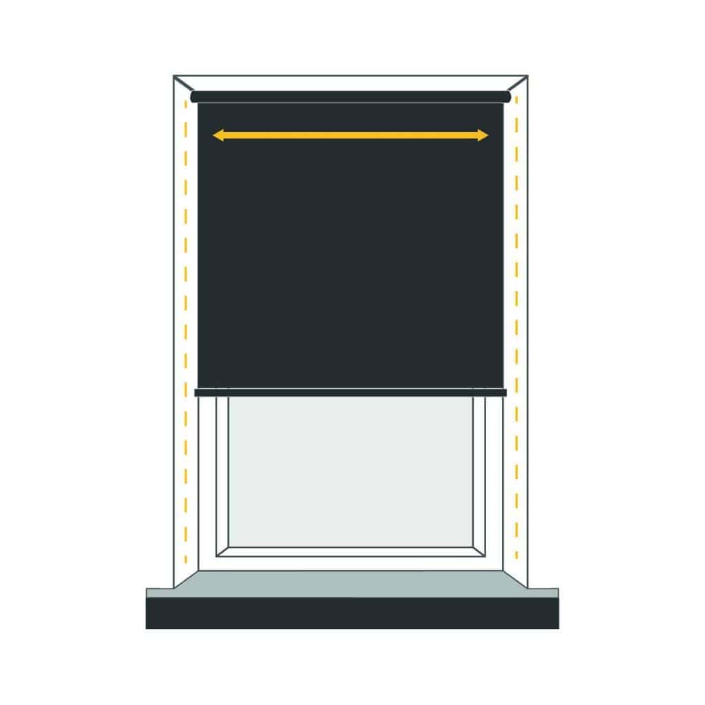 Black roller blind.