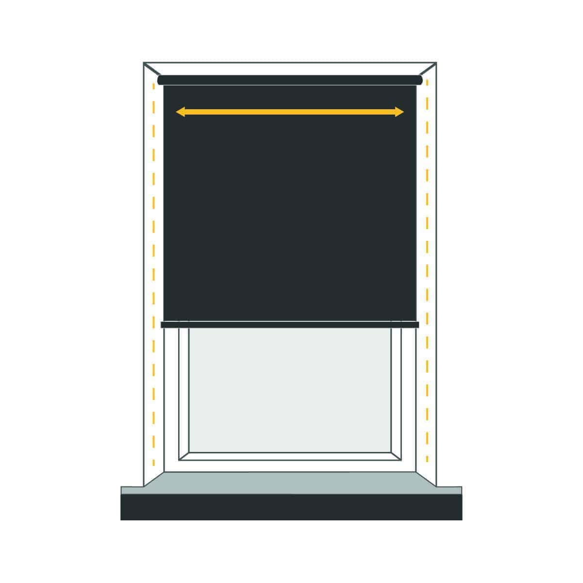 Black window blind.