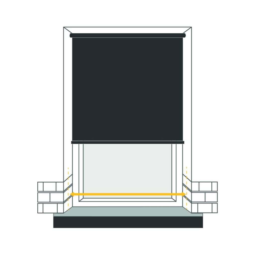 Black roller blind.