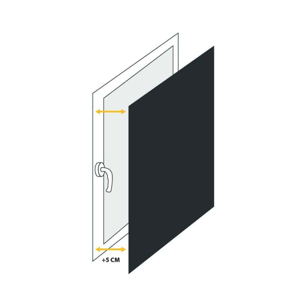Black window blind.