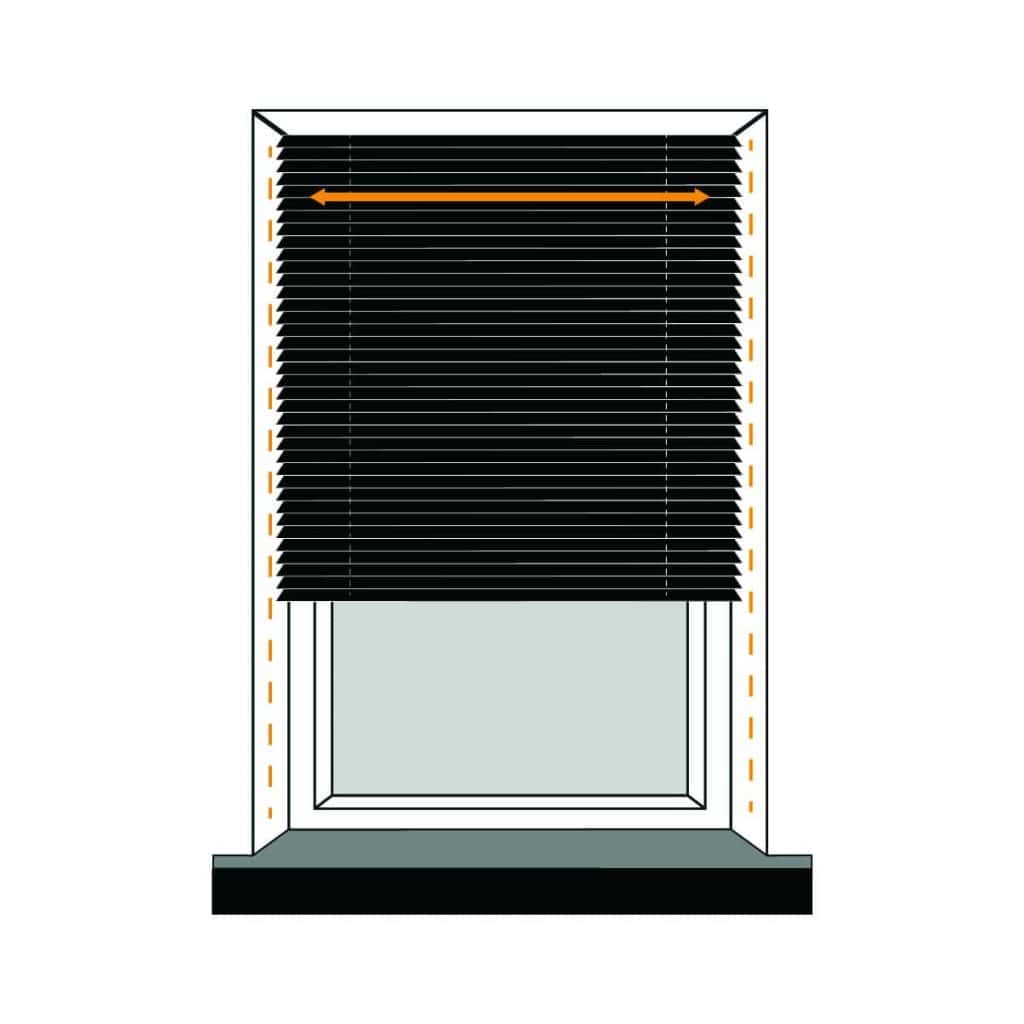 Black window blinds.