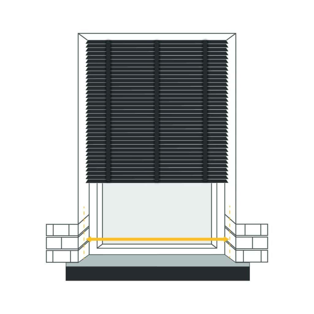 Black window blinds.