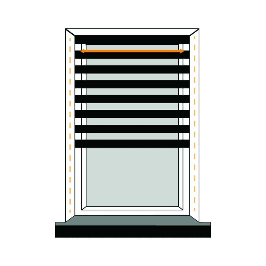 Black window blinds.